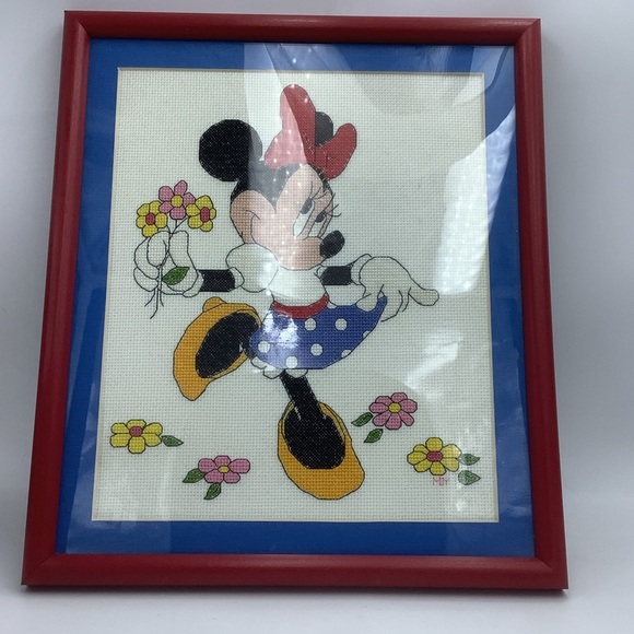 Framed 11” x 13” Cross Stitch of Minnie Mouse - Picture 4 of 10